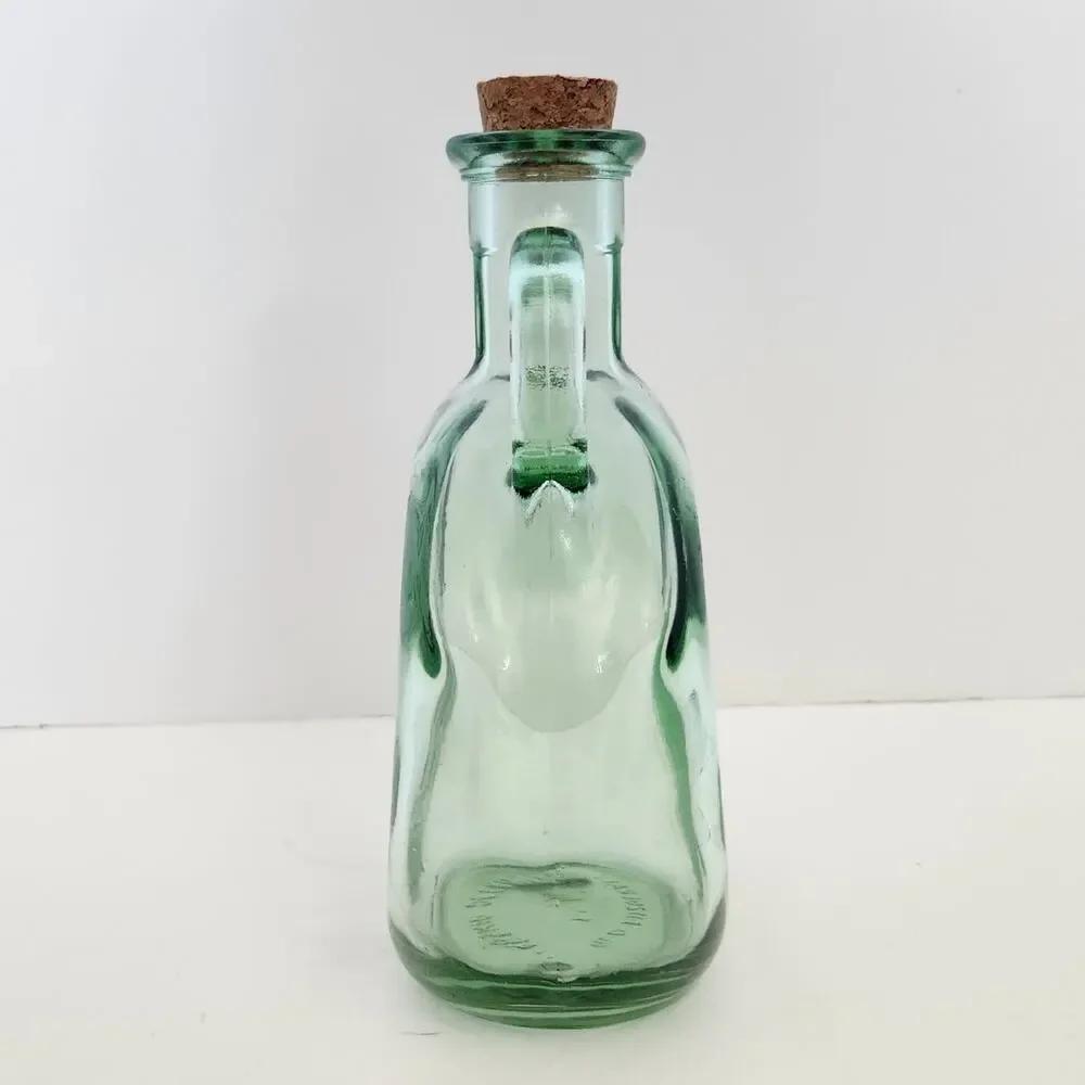 Vintage MCM Old Fitzgerald Green Glass Flagship Decanter Bottle | 1960s Barware
